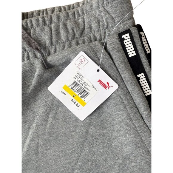 Puma Mens Gray Athletic Shorts With Logo Tape Sides & Drawstring Waist - Size M - Picture 3 of 6